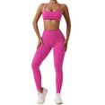 thumbnail image 1 of Conjuntos de entrenamiento for mujeres 2 piezas de talle alto sin costuras con sujetador deportivo acolchado conjuntos de ropa de gimnasio, 1 of 7