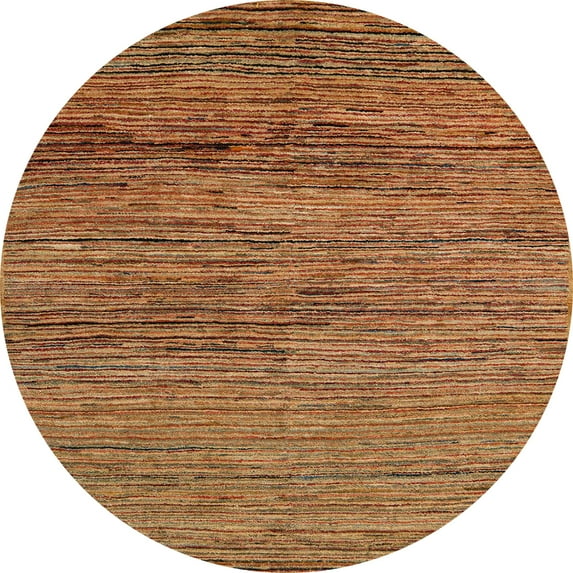 Ahgly Company Machine Washable Indoor Round Abstract Orange Area Rugs, 7' Round