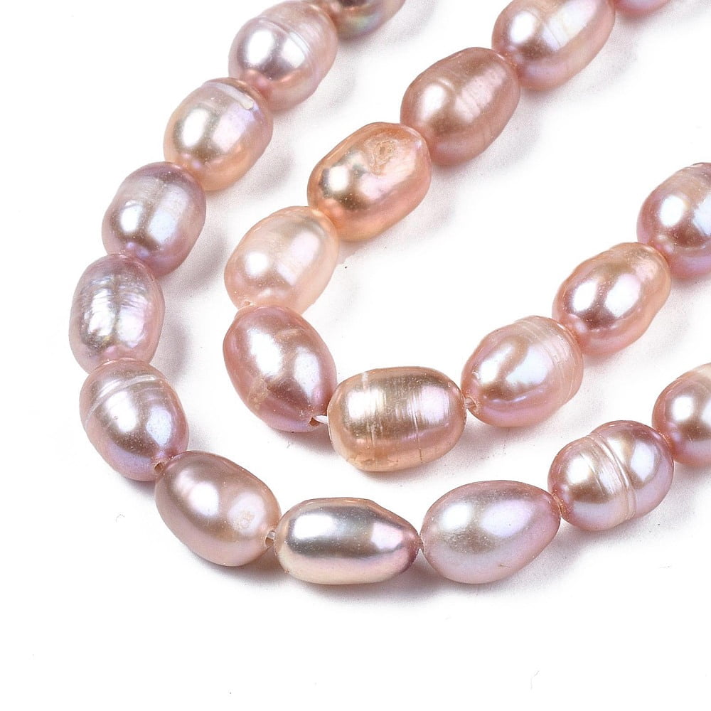 Natural Cultured Freshwater Pearl Beads Strands Rice Plum 7.5~11x6~7.5mm Hole: 0.8mm 37~43pcs/strand 14.06 inch~14.29 inch(35.7cm~43cm)