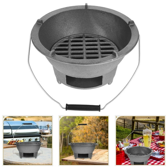 FONDOTIN Portable Stove Hibachi Grill Iron Grey 1Pack Barbecue Tools Christmas