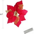 thumbnail image 2 of Crazy Night 12pcs 8.7inch Red Glitter Poinsettia Artificial Flowers,Christmas Tree Decorations,Wedding Xmas New Year Wreath Ornaments, 2 of 3