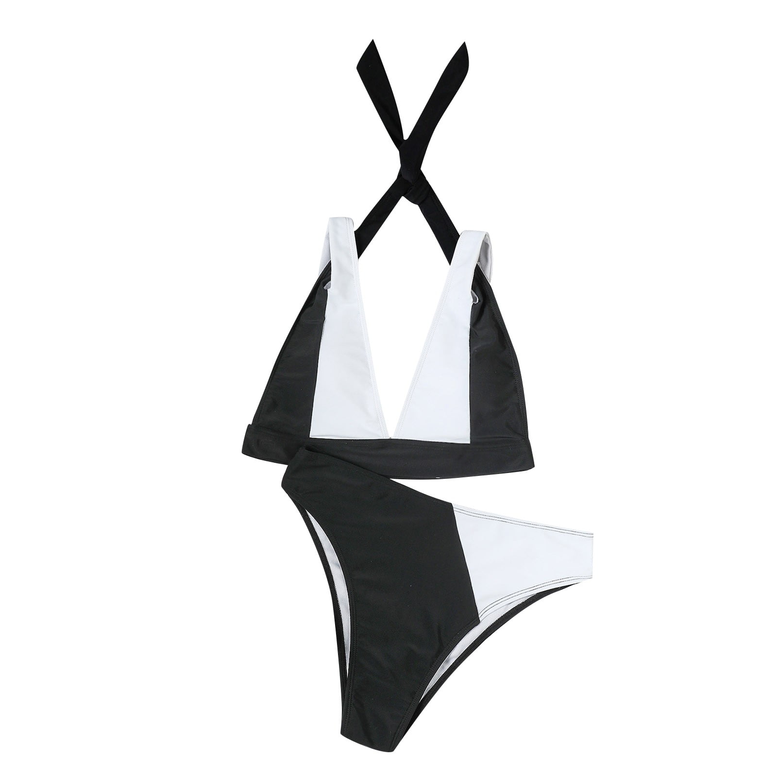 Qcmgmg Women's Triangle Swimsuits Bikini Sets Color Block Bathing Suit