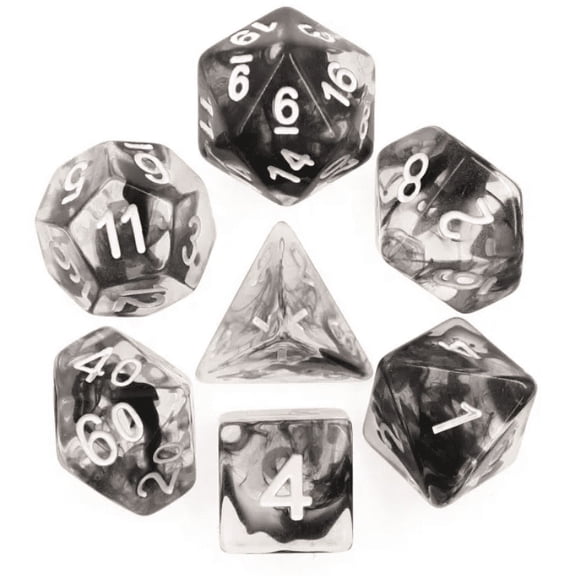 Nebulous Black DnD Dice Set | Dungeons and Dragons | 7 Dice RPG Polyhedral Set