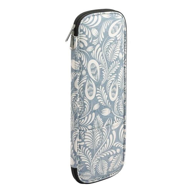 Estuche estándar para agujas de crochet, bolsa organizadora con cremallera y bolsillos de red para varios Gris