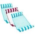 thumbnail image 1 of Hamaca Pool Float Aqua Monterey, paquete de 3, azul claro y rayas, 1 of 6