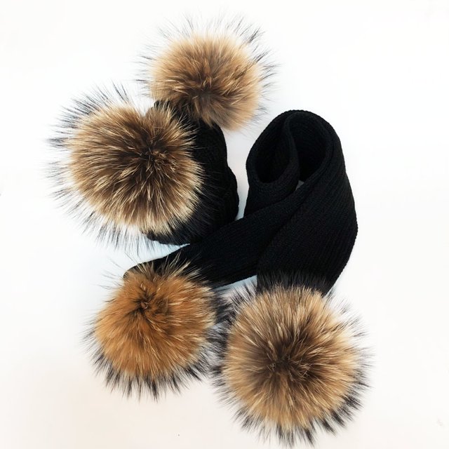 Women Winter Scarf fur pompom Scarves Thick Warm Headband Lady shawls Wraps Blanket Female hat scarf set