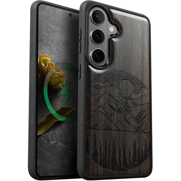 Case for Samsung Galaxy S26 Case 2026, TPU Shockproof Cover & Artisan Printed, Alpine Lakes, Black