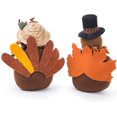 thumbnail image 4 of Bibana 2 Pack Stuffed Turkey Couple Doll Thanksgiving Tabletop Decoration Exquisite Handmade Turkey Doll Kit for Turkey Fall Thanksgiving Home Decor, 4 of 5