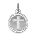 thumbnail image 1 of Sterling Silver Rhodium-plated Cross Disc Charm, 1 of 3