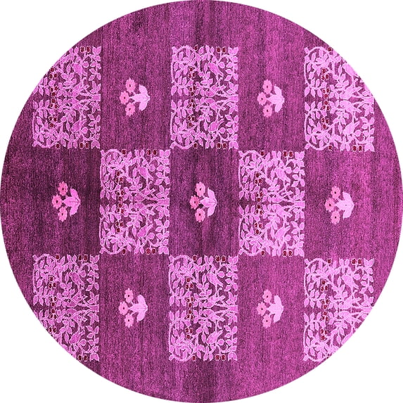 Ahgly Company Indoor Round Oriental Pink Industrial Area Rugs, 4' Round