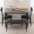 thumbnail image 1 of Dining Table Set for 4 with Upholstered Bench & Chairs, Rectangular Table for Small Spaces, 1 of 8