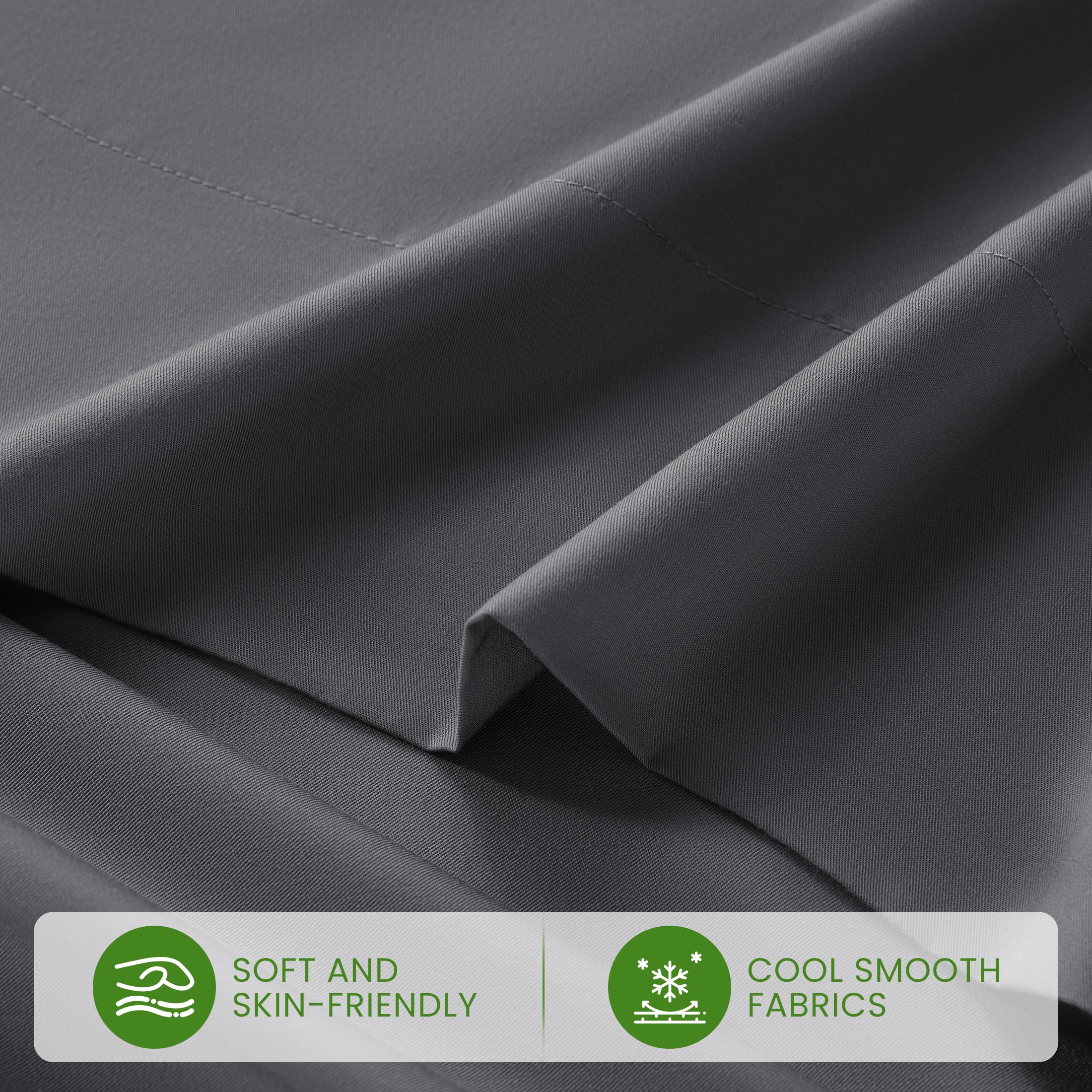 Sonoro Kate 100% Organic Luxurious Bamboo Sheets, King Sheet Set 6-Piece with 16" Deep Pocket, Silky Smooth Luxury Bed Sheets, Dark Gray