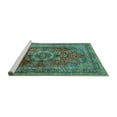 thumbnail image 2 of Ahgly Company Machine Washable Indoor Round Medallion Turquoise Blue Traditional Area Rugs, 7' Round, 2 of 4