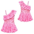thumbnail image 2 of Girls Glinda One Piece Swimsuit with Swim Cap Movies Cosplay Outfits, Size 8-9Y, 2 of 7