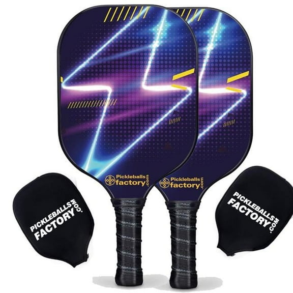Pickleball Factory PB00022-5-G Pickleball Starter Set - Lightning Pickleball Paddles Near Me, Graphite Pickleball Set, Glassfiber Graphite