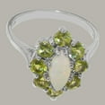 thumbnail image 5 of LBG British Made 925 Sterling Silver Natural Opal & Peridot Womens Statement Ring - 33 size options - Size 8.75, 5 of 7