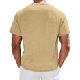 thumbnail image 5 of JULMCOMO Cotton Linen T Shirts for Men V Neck Short Sleeve Fringe Raw Hem Comfy Summer Shirt Casual Classic Tees Beige M, 5 of 5