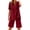 Wine 1, variant on Plus Size Cotton Linen Sets for Women Oversized Short Sleeve Pullover Tops with Drawstring Shorts Lightweight Pockets Outfits(Large,Watermelon Red 4)