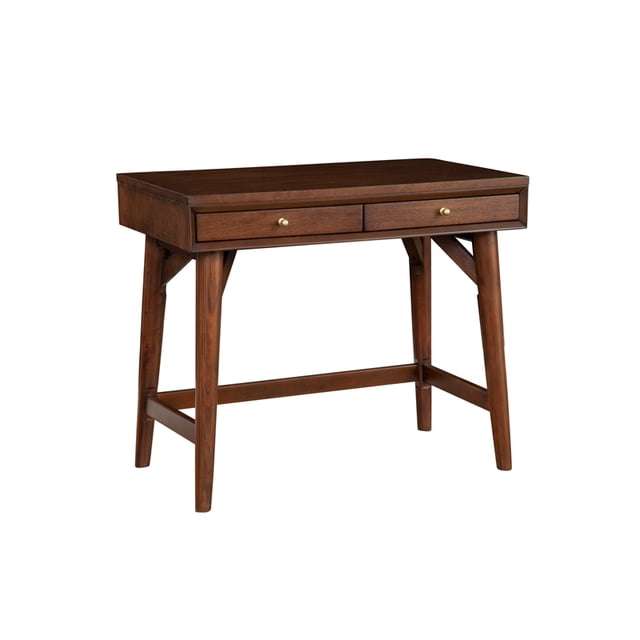Alpine Furniture Flynn Wood 2 Drawer Desk in Walnut