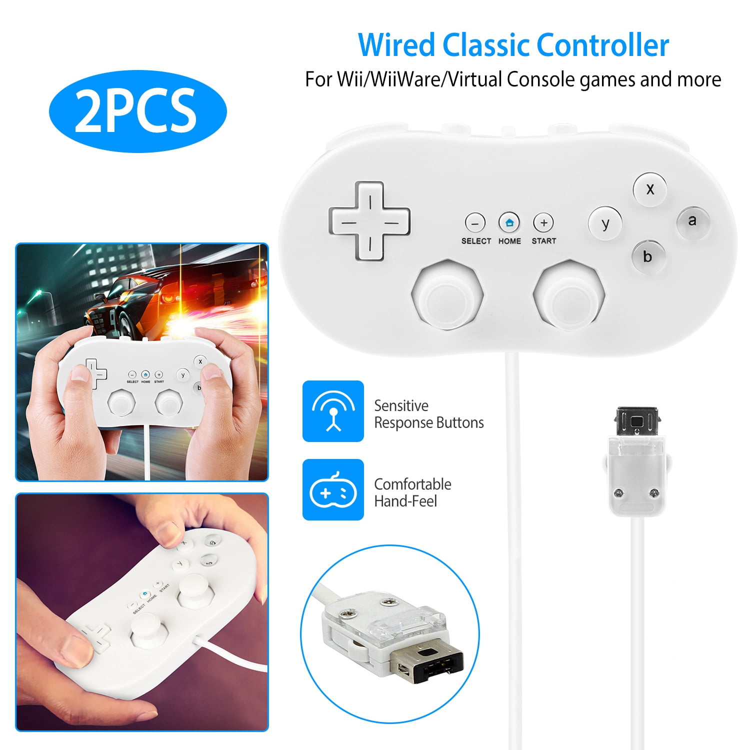 Sofocar píldora amor GPCT [Ergonomic] Lightweight [Wired] Classic Game Controller Pro For  Nintendo Wii / WiiU Remote - Walmart.com