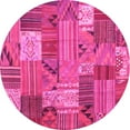 thumbnail image 1 of Ahgly Company Indoor Round Patchwork Pink Transitional Area Rugs, 4' Round, 1 of 4