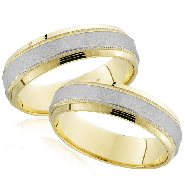 Ensemble d'Alliances Assorties Martelées en Or 18 K et Platine