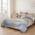 thumbnail image 2 of Queen Quilt Set 90''x96'', Yellow Grey Ombre Lightweight Bedspread Coverlet Set with 2 Pillow Shams, Modern Marble Ink Painting Abstract Breathable All Season Quilt Bedding for Bedroom/Guest Room, 2 of 9