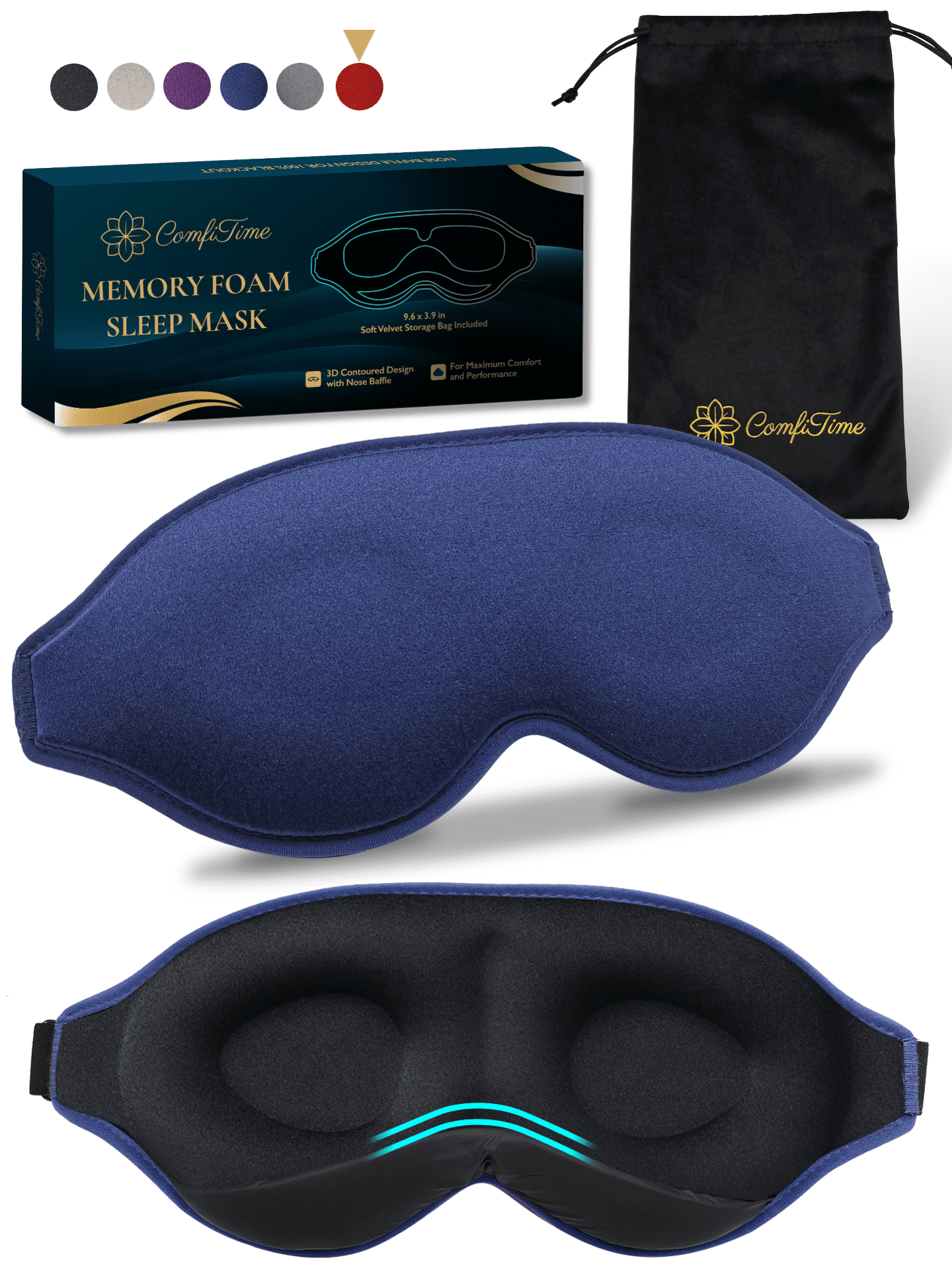 ComfiTime 3D Sleep Mask 100 Blackout Eye Mask for Sleeping, Eye