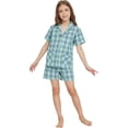 thumbnail image 2 of HiddenValor Girls Pajama Set, 2 Piece Cotton Button Down Short Sleeve Shorts Lounge Sleepwear With Pockets, 2 of 5