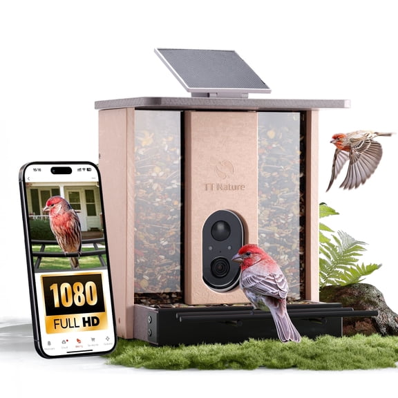 TT Nature HDPE Smart Bird Feeder with Camera, Solar Powered, AI Bird Identification, Auto Capture & Instant Alerts,  Perfect Gift for Bird Lovers