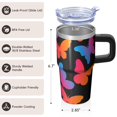 thumbnail image 3 of Butterfly 20oz Stainless Steel Tumbler with Handle and Straw – Insulated Travel Cup with Sliding Lid, 360° Full Wrap Printed Mug for Home, Outdoor & Sports Use, Spring, 3 of 6