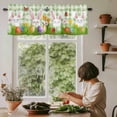 thumbnail image 6 of Easter Bunny Rod Pocket Curtain Valance, Spring Easter Eggs Floral Sage Green Plaid Farmhouse Window Valance for Living Room, Bedroom, Kitchen 54"W x 18"L, 6 of 9