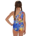 thumbnail image 2 of SEANATIVE 7-8 Year Kid Girl Swimsuit with Mesh Skirt Coverup One Piece Bathing Suit Comfortable Stretch Summer Swimwear with Adjustable Strap, Tie-dye Paw Print Blue, 2 of 7
