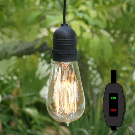 

15FT Black Commercial Grade Outdoor Pendant Light Lamp Cord (On/Off Switch) - Electrical Swag Light Kit