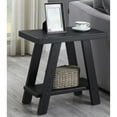 thumbnail image 3 of Modern Black Wood Shelf Side Table Construction - Hardwood Veneer Countertop, Extra Storage Capacity, Bold Wide-angled Legs, 24"w X 22"d 23"h Fancy Fine Cover, Under Option, Attractive, 3 of 3