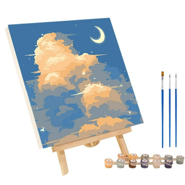 TQEHS Kit de pintura al óleo para adultos y niños, para pintar por números, para principiantes, GXxpa t J5S6