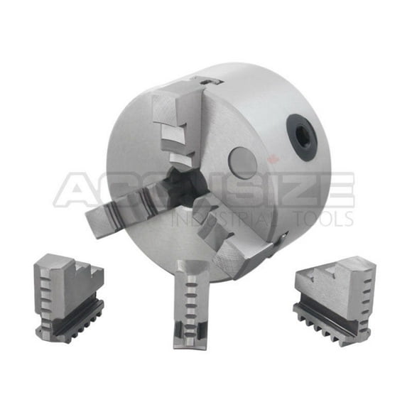 Accusize - 3''/80mm, 4"/100mm and 5"/125mm 3-Jaw Chucks (Plain Back). 0.003" T.I.R.. Semi-steel body. (4"/100mm)
