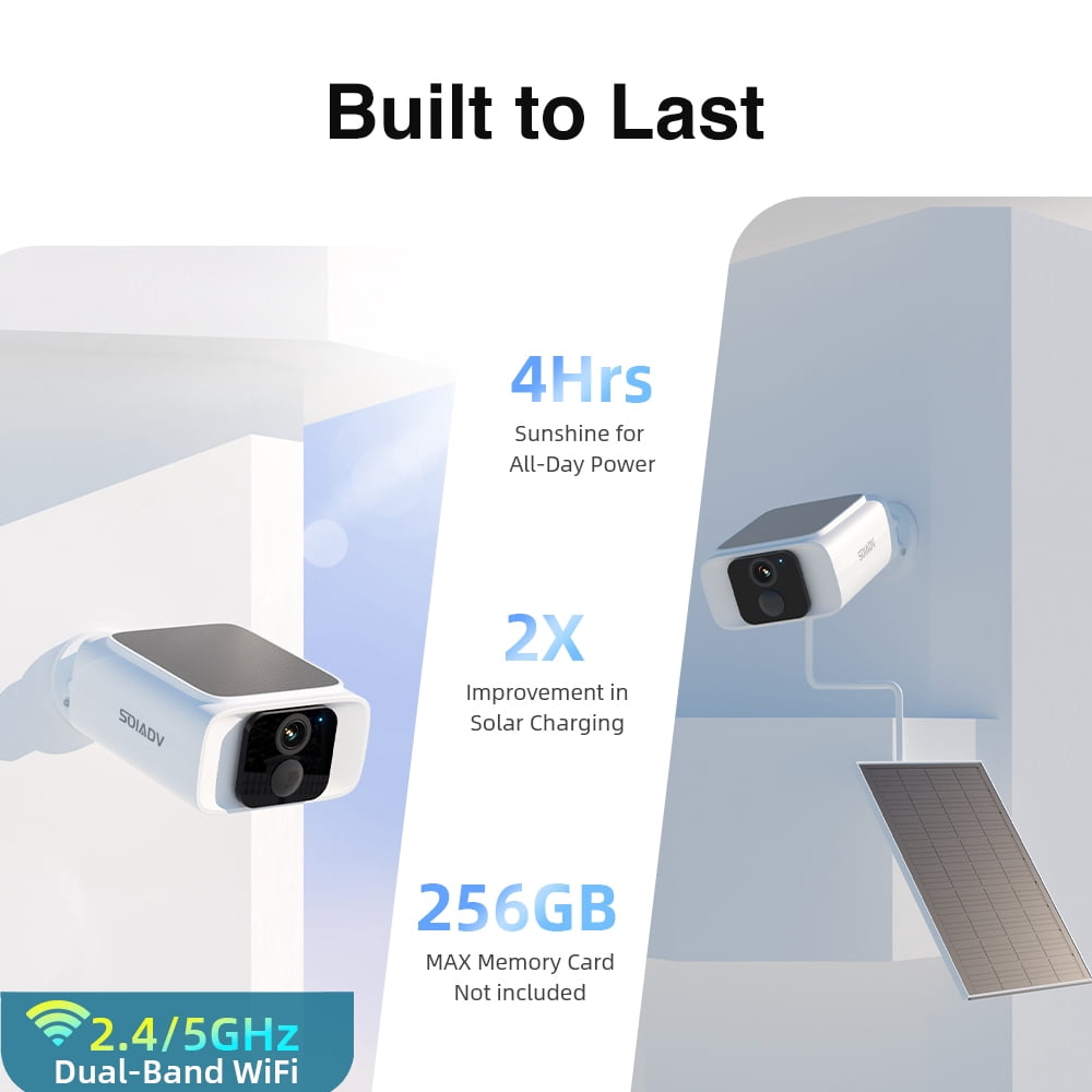 WiFi6 2.4G/5G Wireless Solar Battery Security Camera System 4PACK 4MP,Waterproof PIR Detection, Home Surveillance Camera with Color Night Vision 2-Way Audio