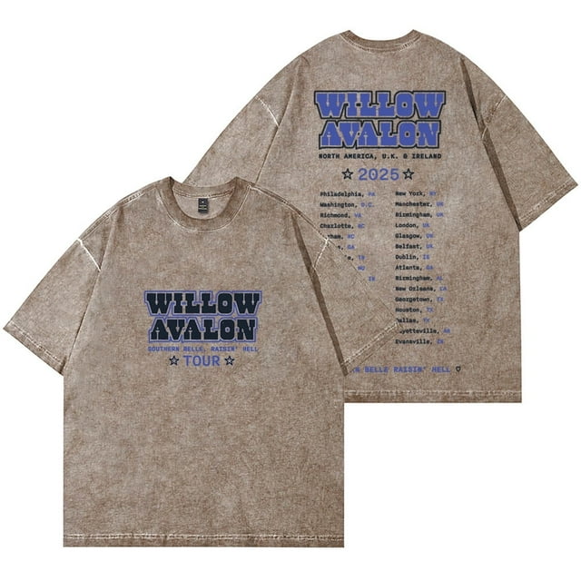 Willow Avalon Southern Belle Raisin Hell Tour 2025 Wash T-Shirts Unisex Cotton Short Sleeve Tee