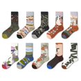thumbnail image 1 of Paquete de 10 calcetines estampados para hombre, calcetines casuales de arte creativo con pintura al óleo para mujer oso de fresa Electrónica, 1 of 5