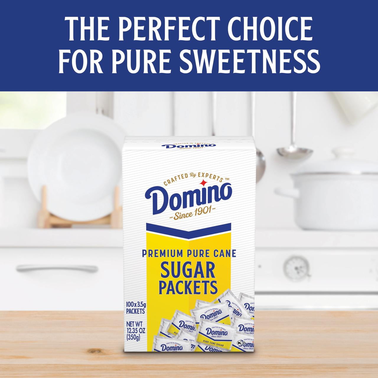 (3 pack) Domino Premium Pure Cane Sugar Packets, 100 Count, 1/8 oz