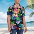 thumbnail image 5 of Xecao Colorful Flowers print Hawaiian shirt - a stylish short-sleeve button-down for men, perfect for casual beach and tropical outings., 5 of 9