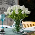 thumbnail image 1 of 10 Stunning Realistic Touch PU Artificial Tulip Bouquet with Stem-Wihte, 1 of 5