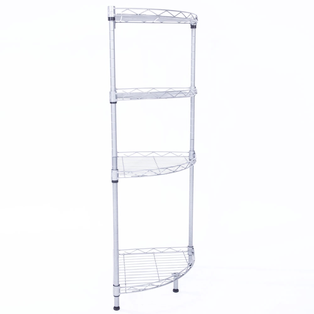 XM-243S Fan-shaped Carbon Steel Metal Assembly 4-Tier Storage Rack Silver Gray