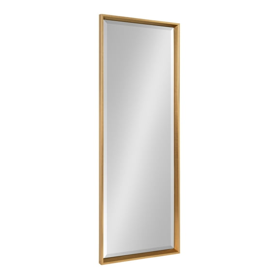 Kate and Laurel Calter Modern Framed Full Length Wall Mirror, 17.5 x 49.5, Gold, Decorative Rectangular Wall Mounted Full Body Beveled Mirror for Glam Wall Decor
