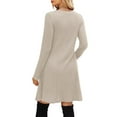 thumbnail image 4 of Long Sleeve Dress for Women Crew Neck Empire Waist Tunic Dress with Pockets, 4 of 5