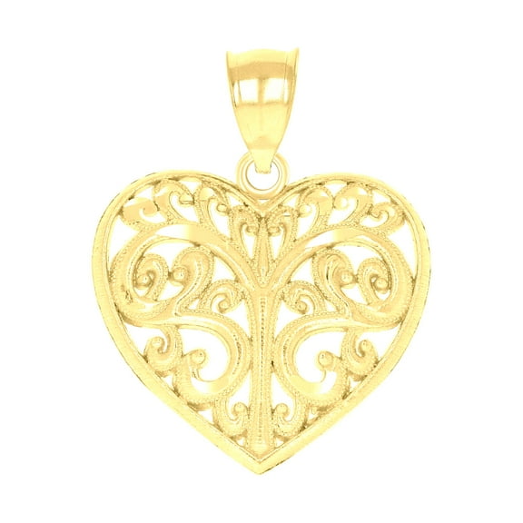 10kt Yellow Gold Womens Heart Charm Pendant for Women