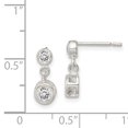 thumbnail image 2 of 925 Sterling Silver Round Cubic Zirconia Cz Set Post Drop Dangle Earrings, 2 of 6