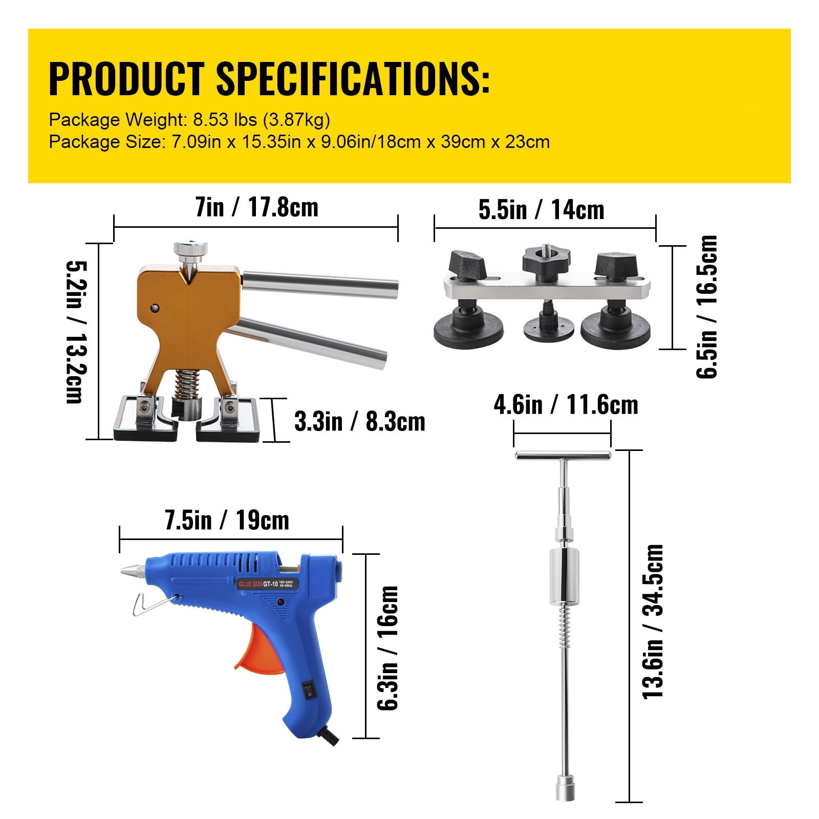 KFFKFF 89pcs Dent Repair Kit Dent Puller Tools Slide Hammer for Car Hail Damage Dent & Ding Remover