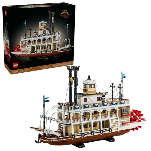 LEGO Ideas River Steamboat 3D Puzzle - Room Decor for Men and Women - Boat Model Building Kit for Adults, Ages 18   - Arts & Crafts DIY Display for Bedroom or Office - Gift Idea for Birthdays - 21356